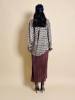 Camicia oversize con fiocco al collo fango e nera