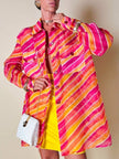 Camicia oversize in organza a righe nei toni del fucsia e arancione “Nina Ricci”