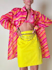 Camicia oversize in organza a righe nei toni del fucsia e arancione “Nina Ricci”