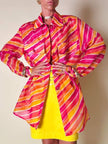 Camicia oversize in organza a righe nei toni del fucsia e arancione “Nina Ricci”