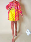 Camicia oversize in organza a righe nei toni del fucsia e arancione “Nina Ricci”