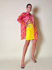 Camicia oversize in organza a righe nei toni del fucsia e arancione “Nina Ricci”
