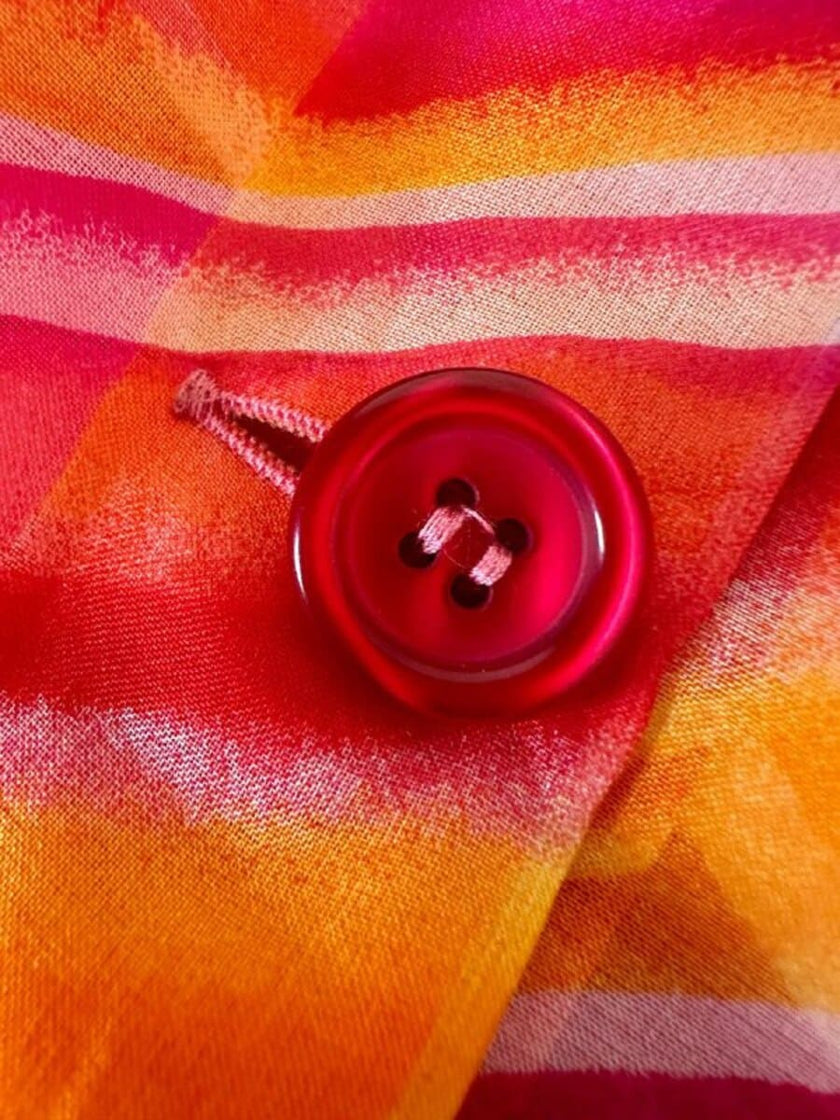 Camicia oversize in organza a righe nei toni del fucsia e arancione “Nina Ricci”
