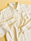 Camicia oversize in seta avorio con abbottonatura asimmetrica “Gigi Pary”