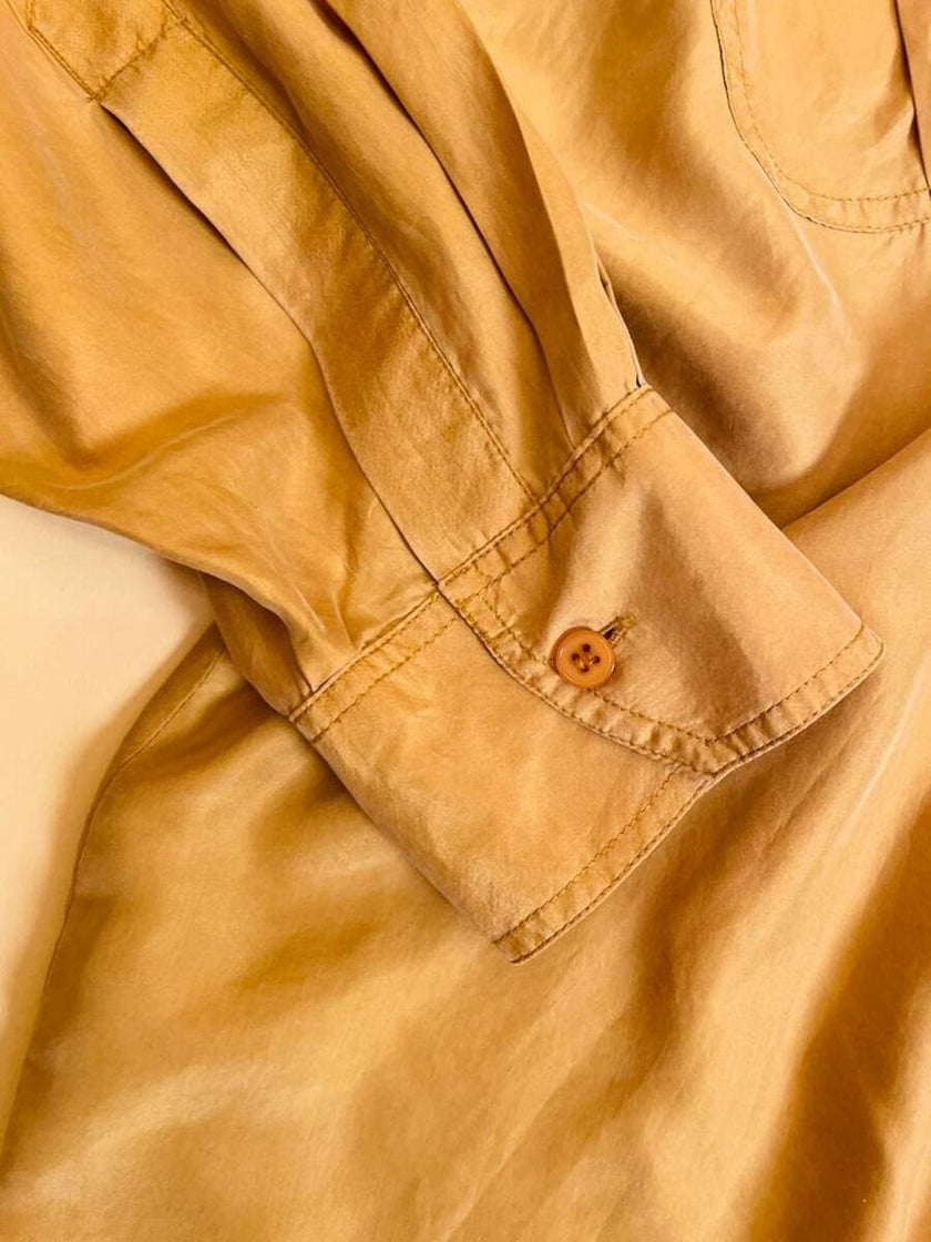 Camicia oversize in seta lavata giallo zafferano
