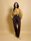 Camicia oversize in seta lavata giallo zafferano