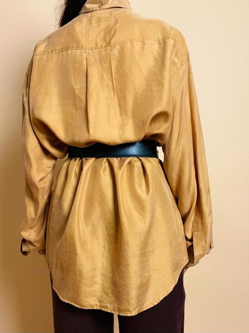 Camicia oversize in seta lavata giallo zafferano