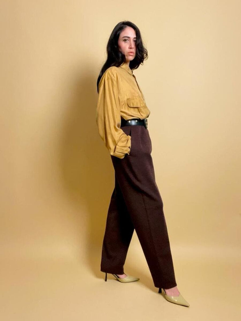 Camicia oversize in seta lavata giallo zafferano