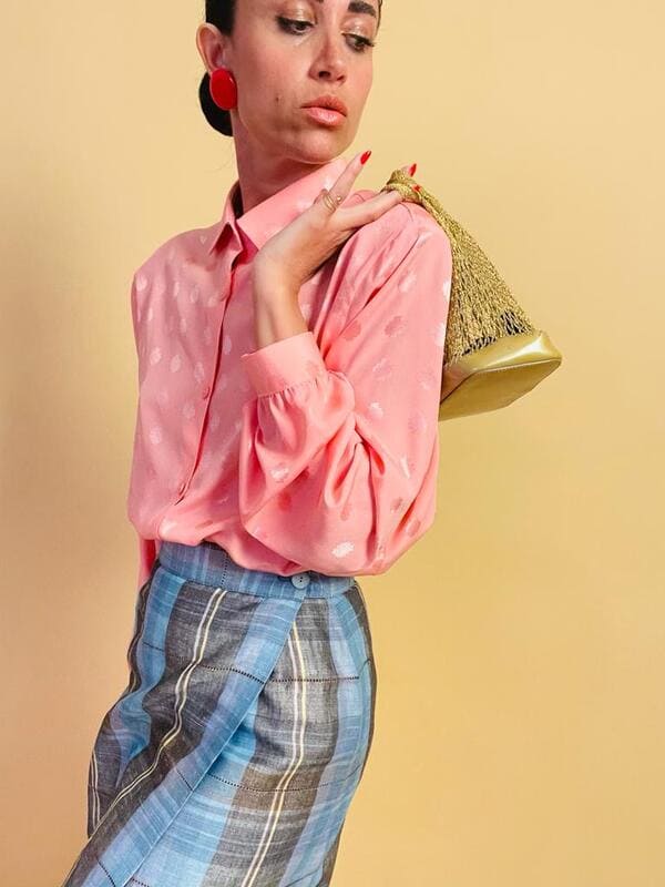 Camicia rosa in seta Jaquard