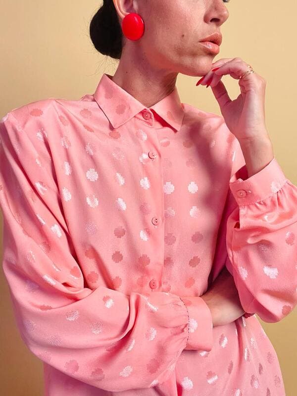 Camicia rosa in seta Jaquard