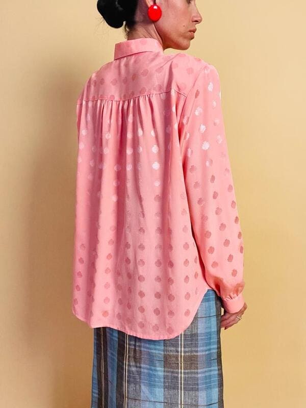 Camicia rosa in seta Jaquard
