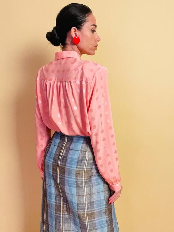 Camicia rosa in seta Jaquard
