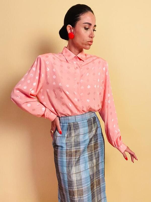 Camicia rosa in seta Jaquard