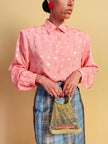 Camicia rosa in seta Jaquard
