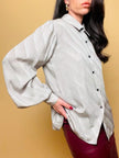 Camicia sartoriale in seta Jaquard grigio perla