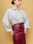 Camicia sartoriale in seta Jaquard grigio perla