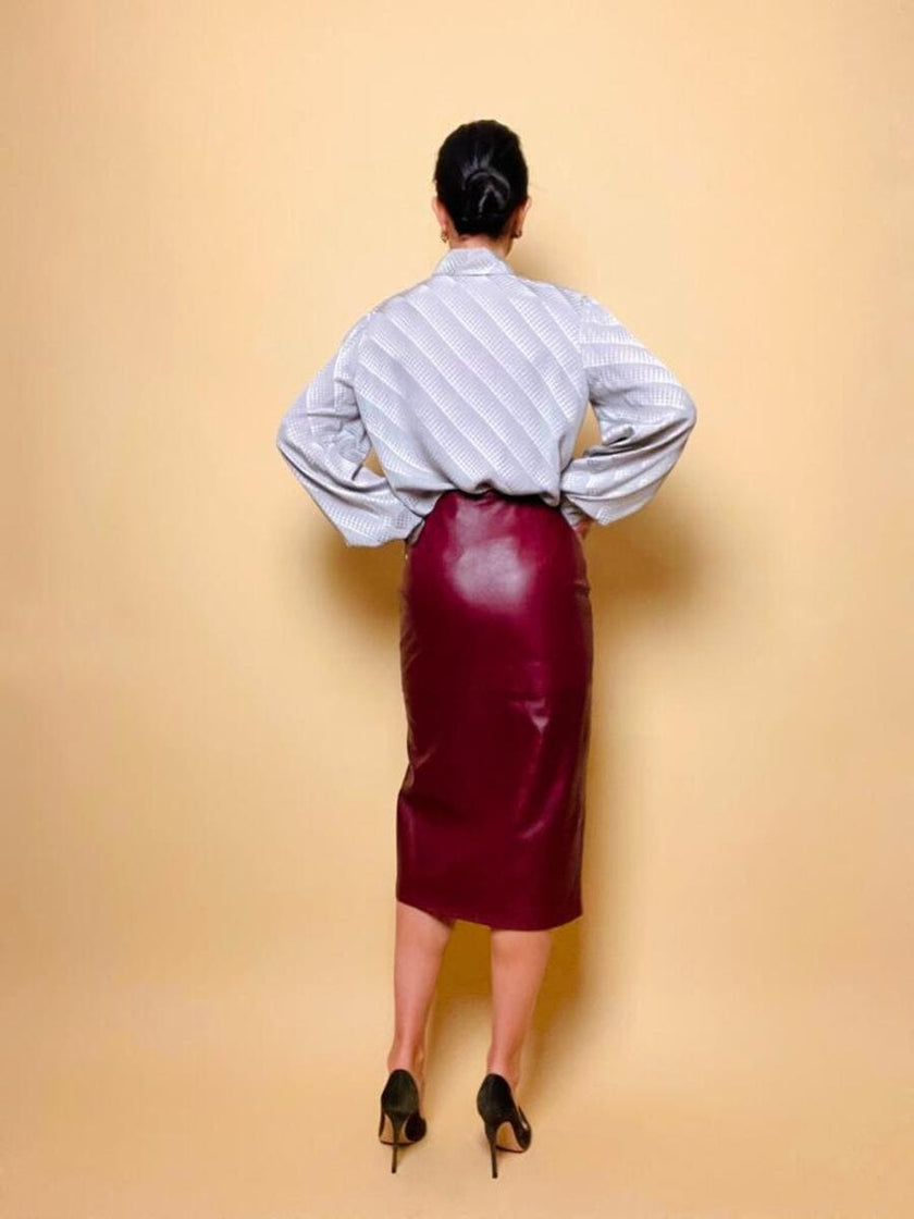 Camicia sartoriale in seta Jaquard grigio perla