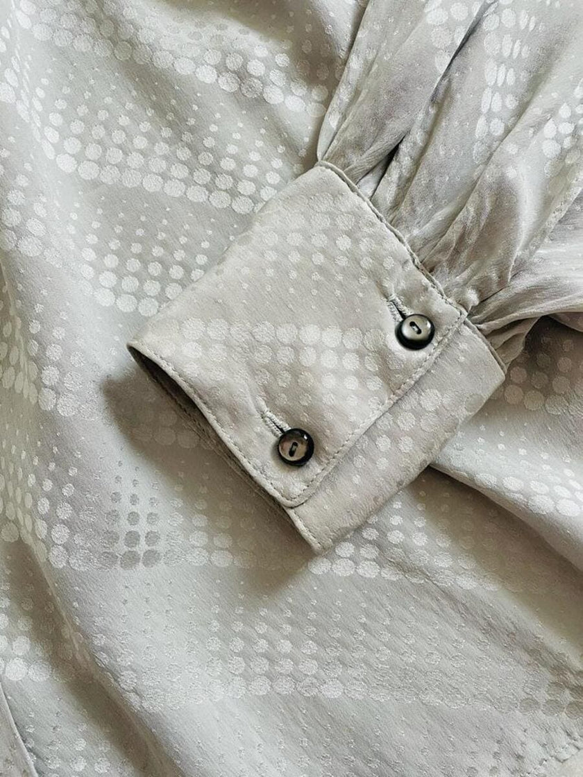 Camicia sartoriale in seta Jaquard grigio perla