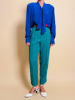 Camicia sartoriale in seta blu Majorelle