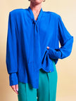 Camicia sartoriale in seta blu Majorelle