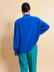 Camicia sartoriale in seta blu Majorelle