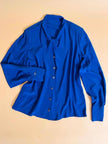 Camicia sartoriale in seta blu Majorelle