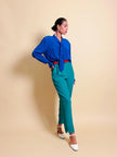 Camicia sartoriale in seta blu Majorelle