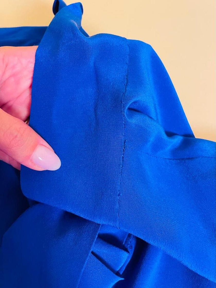 Camicia sartoriale in seta blu Majorelle