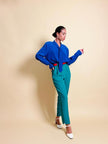 Camicia sartoriale in seta blu Majorelle