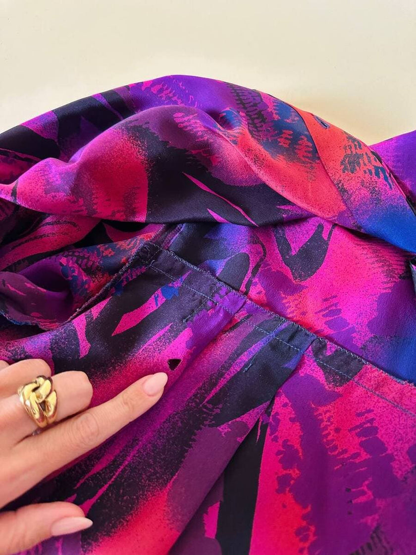 Camicia sartoriale in misto seta fantasia multicolor