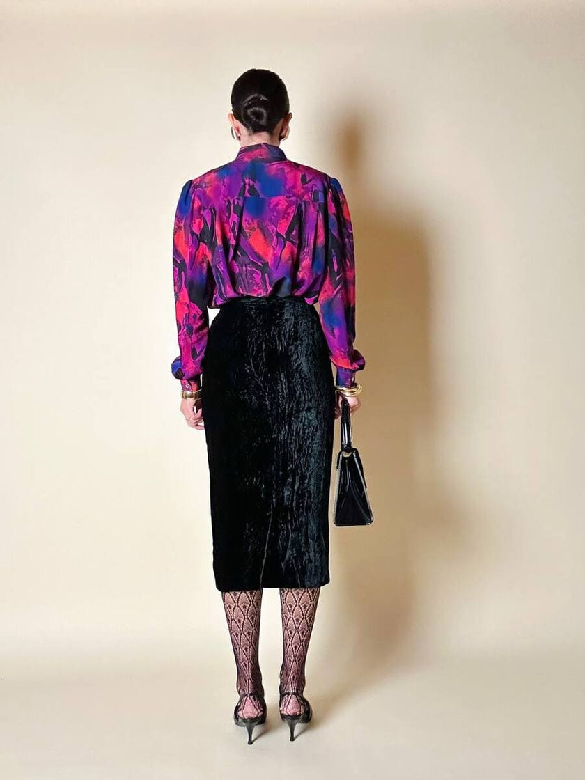 Camicia sartoriale in misto seta fantasia multicolor