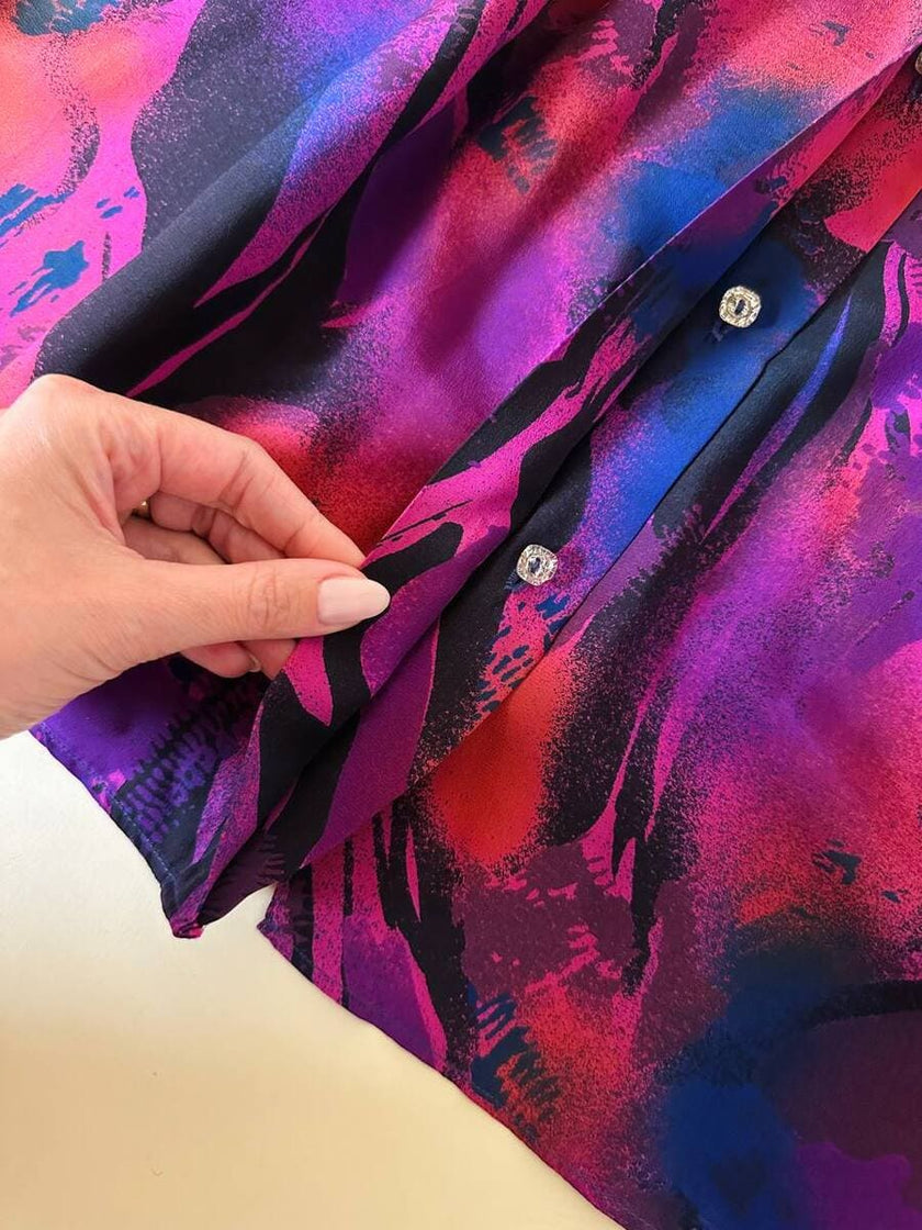 Camicia sartoriale in misto seta fantasia multicolor