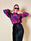 Camicia sartoriale in misto seta fantasia multicolor