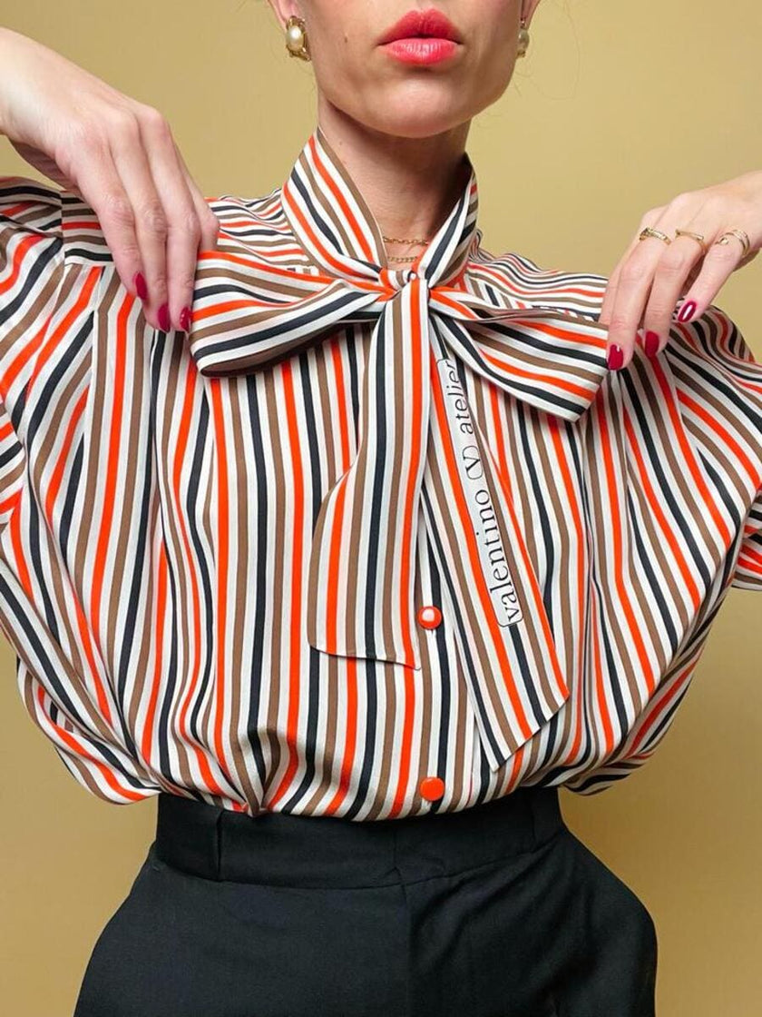 Camicia sartoriale in seta a righe 