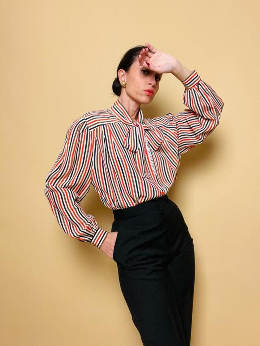 Camicia sartoriale in seta a righe 