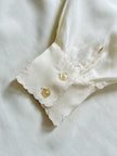 Camicia in seta avorio con pizzo ricamato a mano