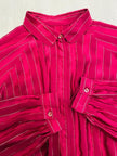 Camicia in seta Jaquard bordeaux a righe con fili di lamè oro