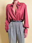 Camicia in seta Jaquard rosa antico con bottoni di madreperla