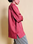 Camicia in seta Jaquard rosa antico con bottoni di madreperla