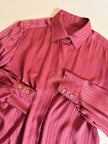 Camicia in seta Jaquard rosa antico con bottoni di madreperla