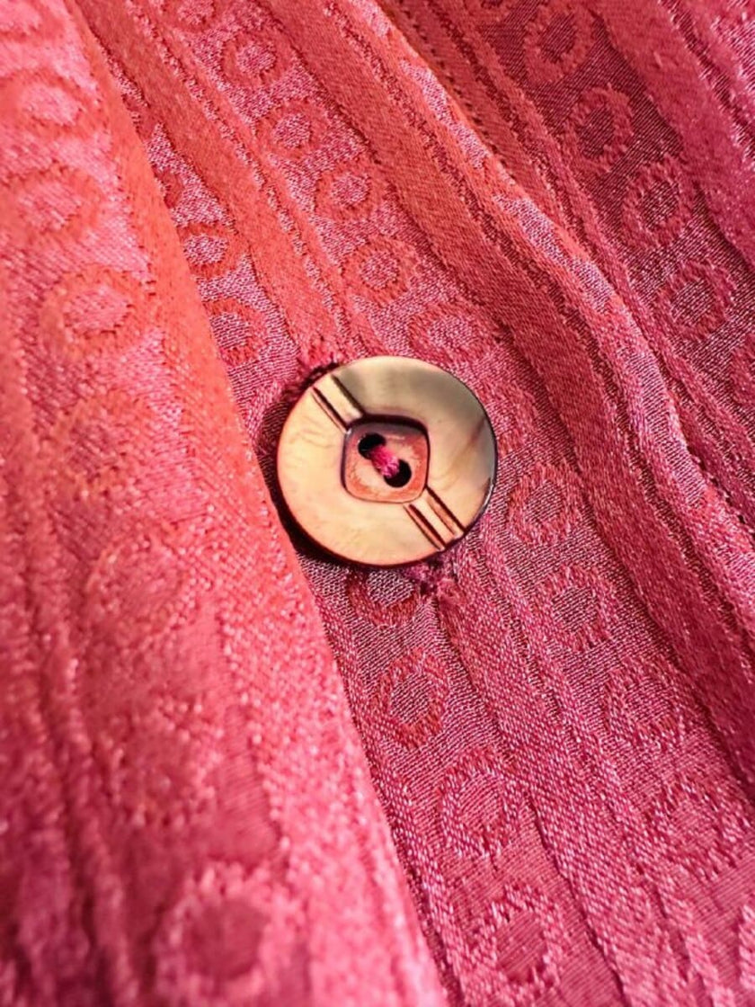 Camicia in seta Jaquard rosa antico con bottoni di madreperla