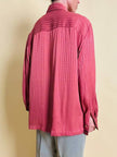 Camicia in seta Jaquard rosa antico con bottoni di madreperla