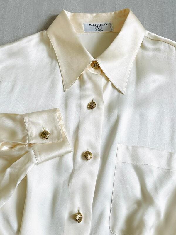 Camicia in raso di seta avorio Valentino