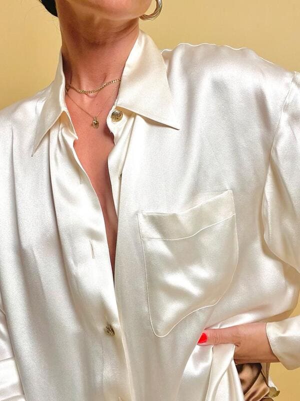 Camicia in raso di seta avorio Valentino