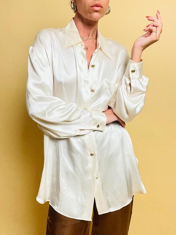 Camicia in raso di seta avorio Valentino