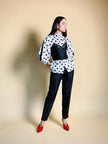 Camicia in raso bianco a pois neri