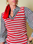 Canotta handmade in crochet a righe bianche e rosse