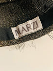 Cappellino con veletta in lurex oro e tulle nero Marzi Firenze