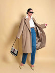Cappotto doppiopetto in drap di lana cammello 