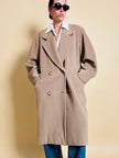 Cappotto doppiopetto in drap di lana cammello 
